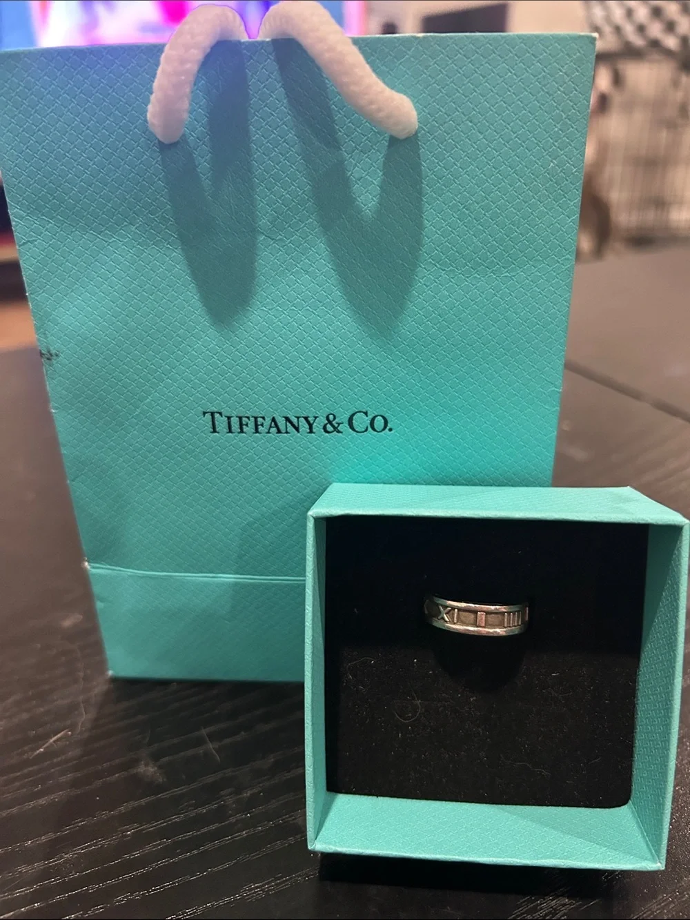 Tiffany & Co. Men’s Silver Band with Tiffany Blue Gift Box